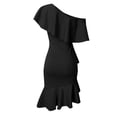thumbnail image 5 of Gibobby Vestidos de noche cortos The Ruffles Elegant Off Cocktail Midi Vestido con cremallera para mujer Back Sholder Vestidos de cóctel para mujer(Negro,XL), 5 of 5