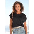 thumbnail image 2 of LASCANA Women's Ribbed Short Sleeve Top Textured Stitching, 2 of 6
