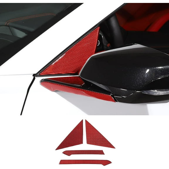 TINKI Soft Carbon Fiber Rearview Mirror Side Spoiler Trim Cover Stickers Compatible with Chevrolet Corvette C8 2020-2023, Side Rear View Mirror Base Decoration Sticker