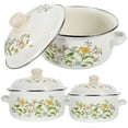 thumbnail image 1 of Miangastore 3pcs Cooking Pots Set Stock Pots Flat Bottom Stockpot Enamel Cooking Pot Soup Pot, 1 of 8