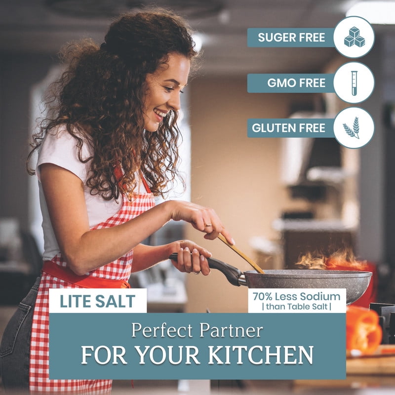 Pacific Pelican Iodized Lite Himalayan Pink Salt | 70% Less Sodium | Fine Grain, Unrefined, Pure Rock Salt, 100% Natural & Organic for Cooking, Seasoning & Wellness - Pack of 2