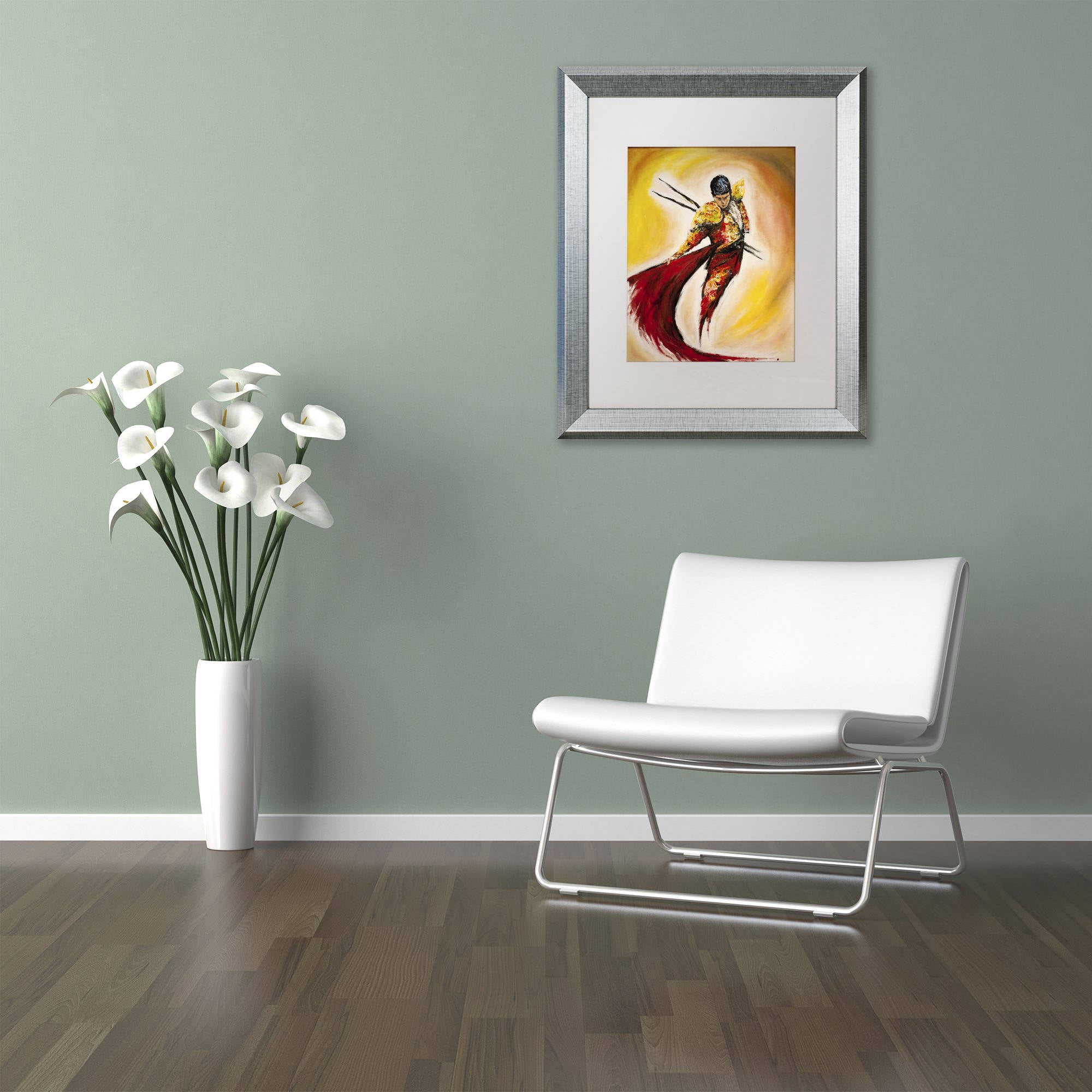 Trademark Fine Art 'Matador' Canvas Art by Marc Allante, White Matte, Silver Frame