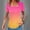 Hot Pink, variant on Womens Fashion Tops 2025 New Wave Square Neck T-Shirts Short Sleeves Gradient Color Tunic Top Casual Tee Blouses Purple S