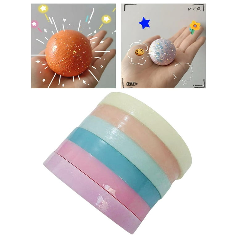 6PCS Sticky Ball Tape DIY Color Ball Tape Rainbow Colors Toys Candy Color  Colored Tapes Bulk Tape for Adult Kids Party, 6 Colors 1.2cm
