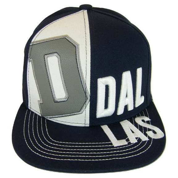 Dallas City Name 2-Tone Split Text Adjustable Snapback Baseball Cap (Navy)