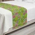 thumbnail image 2 of Botanical Bed Runner, Floral Pattern Cartoonish Turmeric Flower Blossom, Decorative Accent Bedding Scarf for Hotels Homes and Guestrooms, Queen, Green Apple Green, by Ambesonne, 2 of 2