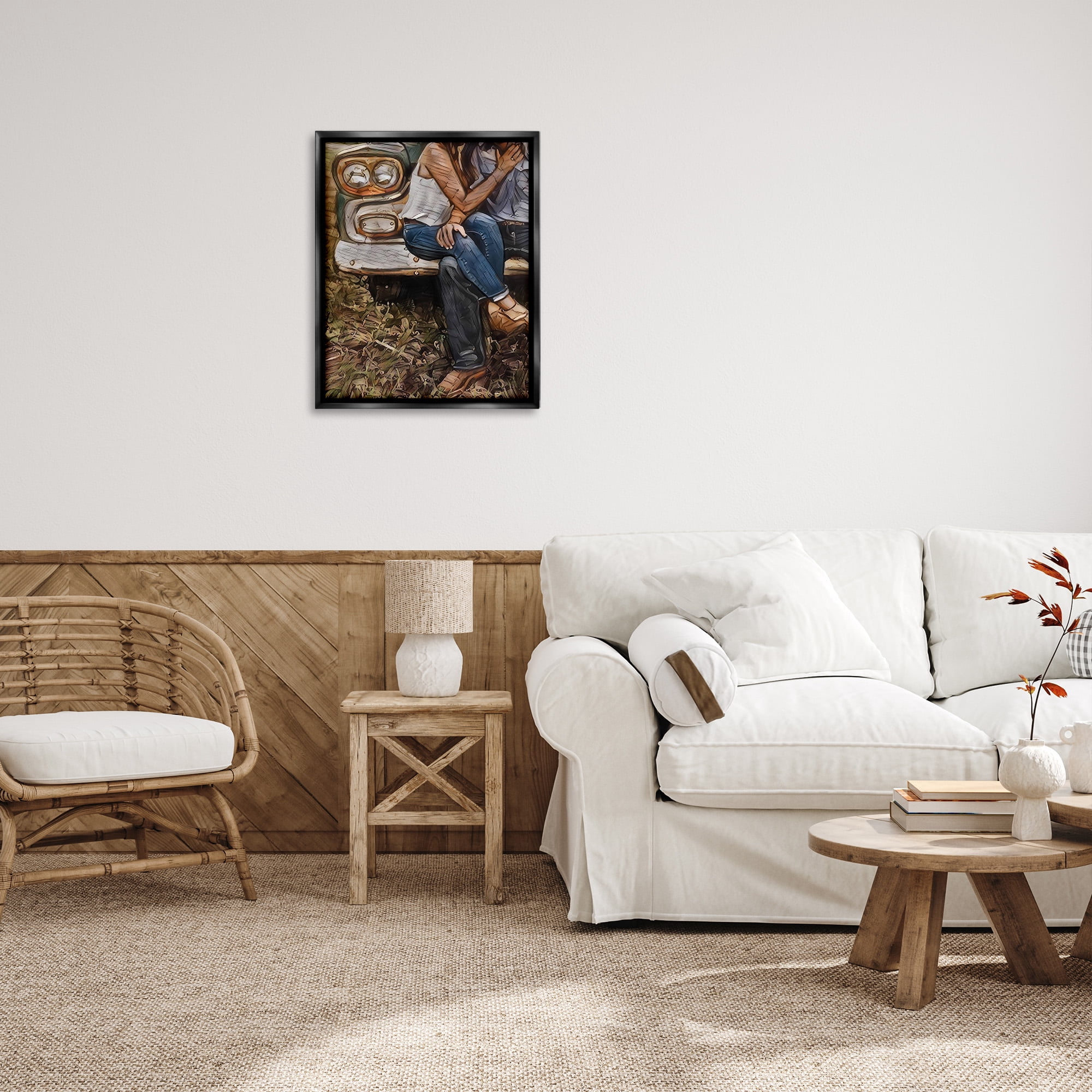 Stupell Industries Loving Farmhouse Couple Transportation Painting Black Floater Framed Canvas Art Print Wall Art, 25 x 31