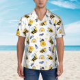 thumbnail image 2 of Bingfone Men's Short Sleeve Button Down Shirts Hawaiian Bees And Rainbows Printed Beach Shirt, 2 of 7