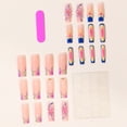 thumbnail image 2 of ONLYEOR European Long Water Pipe Press On Nails, Gradient French with 3D Flower & Steel Ball Decor, Elegant Fake Nails, 2 of 5