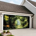 thumbnail image 4 of Forest Garage Door Cover Banner 7 x 8 FT, Nature Woodland Spring Scenic Green Trees Flower Garage Door Curtains Backdrop with Grommets for Indoor Outdoor Wall Party Porch Yard Decorations Background, 4 of 9
