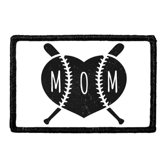 Baseball Mom - Black and White - Removable Patch