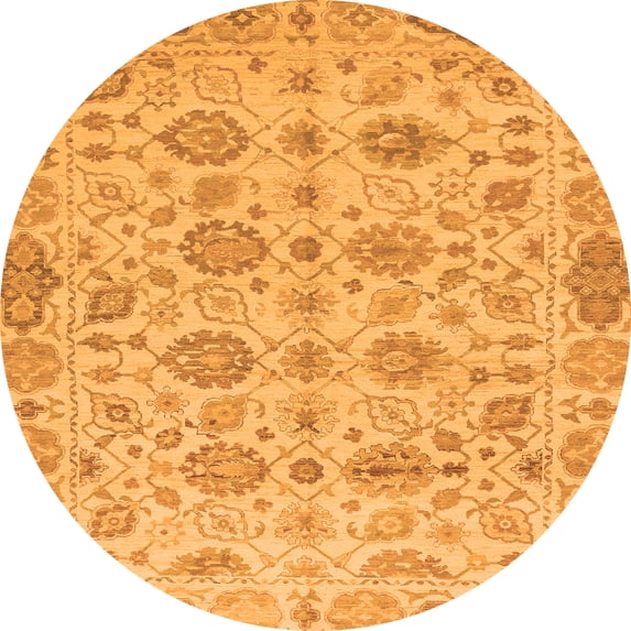 Ahgly Company Indoor Round Abstract Orange Modern Area Rugs, 5' Round