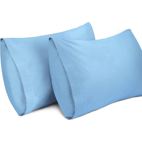 Lirex Cotton Pillowcases, Queen Size 20 x 30 Inches, Set of 2, Soft Breathable Pillow Case Covers, Sky Blue
