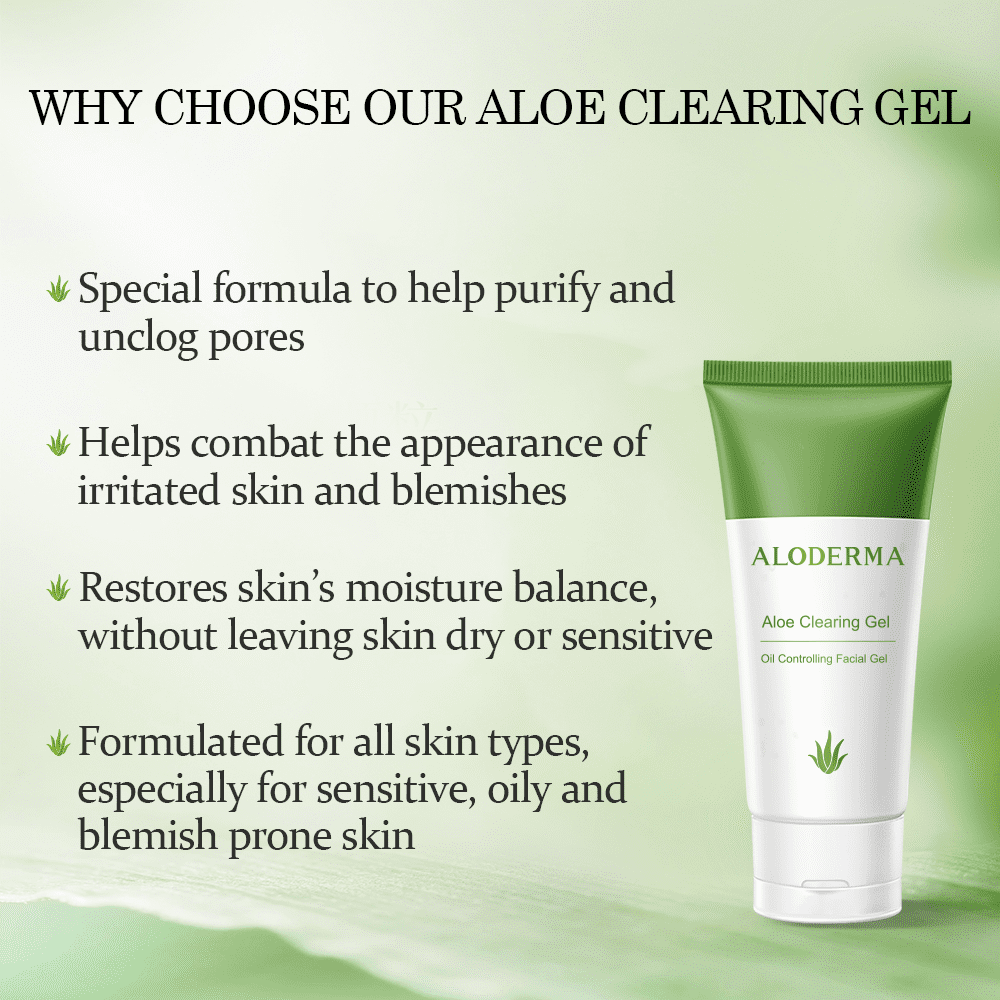 Aloderma Skin Clearing Aloe Gel 3-Pack for Acne & Blemish Prone Skin, 91% Organic Aloe Vera made within 12 Hours of Harvest + Witch Hazel, Purslane, & Sugar Kelp, Non-Drying (80g, 2.8 oz)