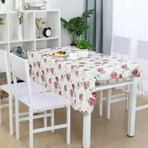 PiccoCasa Vinyl Plastic Tablecloth Square 53" x 53" Peony Pattern Waterproof
