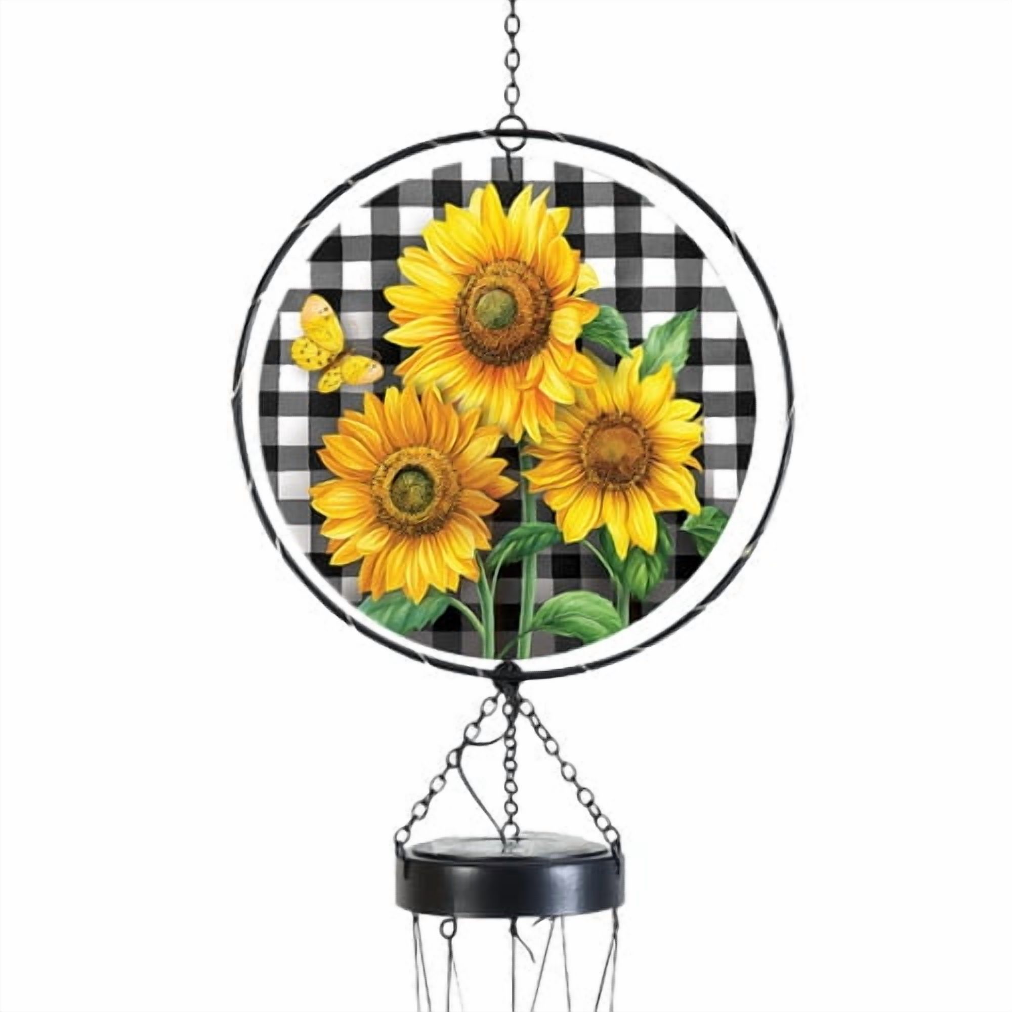 Briarwood Lane Checkered Sunflowers Illuminated Wind Chime