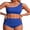Blue1, variant on Women's One Shoulder Scallop Ribbed Bikini Sets Color Block Swimsuits High Waisted Bathing Suits