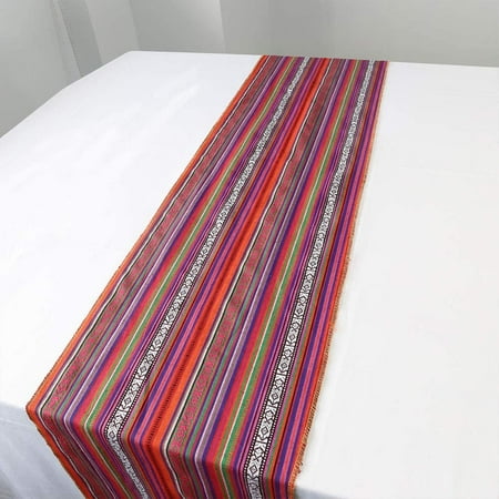 

TRLYC Pack 6 14 x 108 inches Mexican Serape Table Runners for Mexican Party Wedding Decorations Fringe Fabric Table Runners
