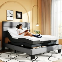 Sha Cerlin Upholstered Full Size Ergonomic Electric Adjustable Bed Base Frame with Upgraded Motor 2.0, Wireless Remote Control & Foot Incline, Zero-Gravity
