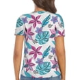 thumbnail image 3 of Fuzoiu Hawaiian Style Print Women's V-Neck T-Shirt,Women's Short Sleeve Top, Comfortable for Work, Leisure, and Sports, 3 of 7