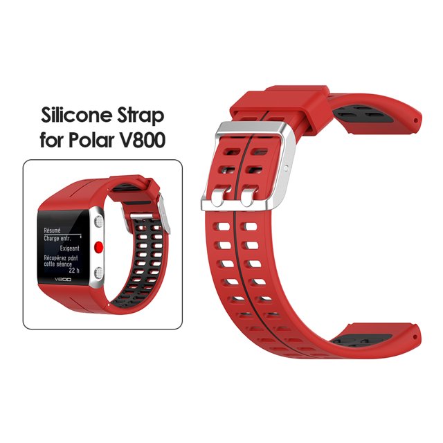Correa de reloj de silicona para correa de muñeca de repuesto Polar V800 (rojo negro)