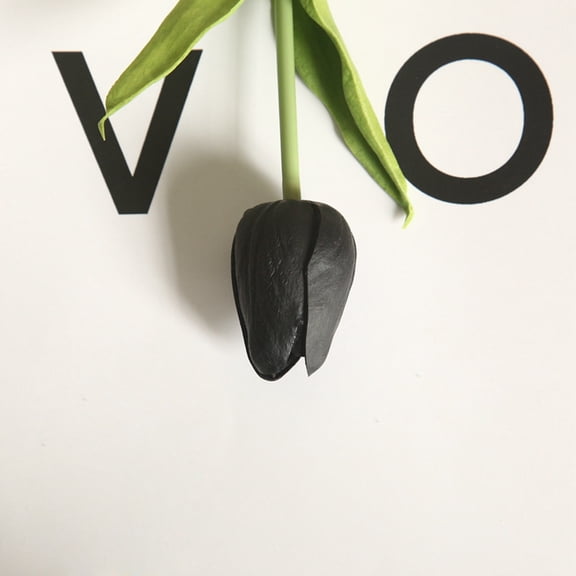 LKZQHMC Fake Flowers Tulips Artificial Silk Flower 1pcs Real Touch 13.4" for Spring Easter Home Kitchen Wedding Bouquet Bulk Mother's Gift Day Decorations(Black,1)