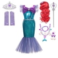 thumbnail image 2 of Disfraz de la Sirenita Ariel para niña, conjunto de vestido de sirena, ropa de Halloween, 2 of 5