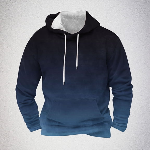 Goodtrade8 Winter Sweatshirt for Men Gradient Athletic Hooded Drawstring Pocket Long Sleeve Plus Size Mens Hoodies