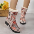 thumbnail image 4 of Fashion Flowers Print Ankle Boots With Plush Winter Warm Platform Shoes Women Lightweight Plus Velvet Ankle Boots, 4 of 5