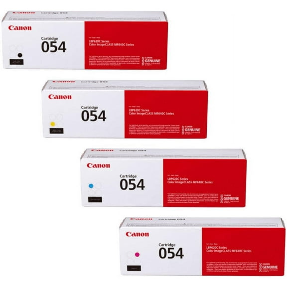 Canon 054 4-Color Toner Cartridge Set, Black/Yellow/Cyan/Magenta,