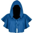 thumbnail image 3 of Xfvqtps Men and Women Hood Cloak Short Neck Strap Medieval Wizard Renaissance Hoodie Cape Blue, 3 of 5