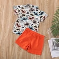 thumbnail image 4 of ITFABS Baby Summer Outfits, Cartoon Dinosaur Print Shirt + Solid Color Shorts, 4 of 10