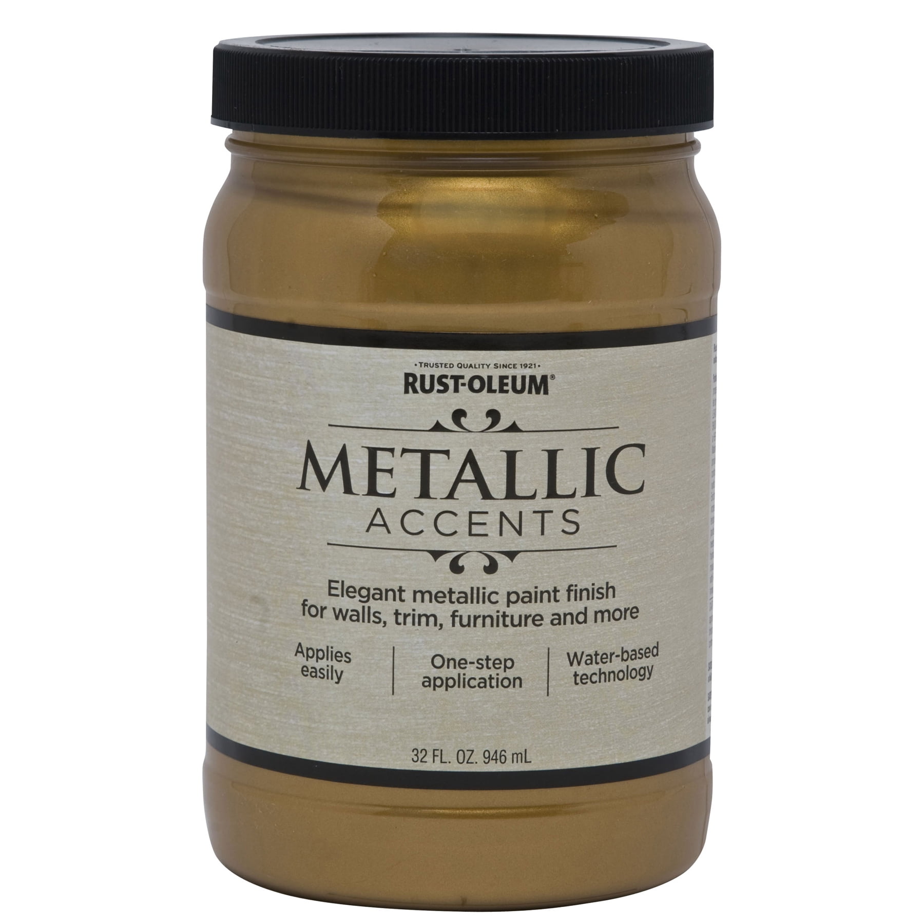 2 Pack, Gold Mine, Rust-Oleum Metallic Accents Paint- 253607, Quart