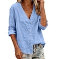 thumbnail image 4 of Women's Solid Color Loose Fit V-Neck Casual Cardigan Sweater Top, 4 of 6