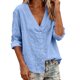 thumbnail image 2 of TaTaai Ladies V Neck Layered Blouse Solid Color Loose Fit Casual Cardigan Open Front Summer Tunic Ruffle Top Gift, 2 of 6