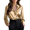 thumbnail image 4 of Admvng Women's Satin Work Shirt Long Sleeve Button Down Blouse for Office Formal Wear, 4 of 6