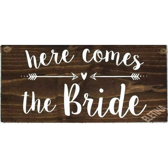 Wooden Signs/Wedding Sign Here Comes The Bride Sign Kitchen Cafe Pub Decor, Wood wal Art, Rustic Wood Decor Gift 8x12 INCH