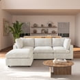 thumbnail image 3 of Magic Home 100.5" Modular Sectional Sofa, Modern Chenille L Shaped Cloud Couches Beige Couch for Living Room, Apartment, Office, 4-Seat, Beige, 3 of 12