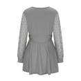 thumbnail image 5 of LEAVINGSUO Womens Plus Size $5 Women Loose Casual Long Sleeve Solid V-neck Casual Blouse T-Shirt Tops, 5 of 6