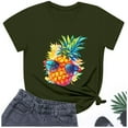 thumbnail image 4 of Ladies Fashion Casual Pineapple Print T Shirt Short Sleeve Top1 Womens Top Extra Long Ladies Workout Summer Tee Shirts for Women Long Sleeve Shirt for Women Tops Women Casual T Shirt Plain Shirt Space, 4 of 4