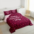 thumbnail image 3 of Feelyou Couple Love Heart Full Size Comforter Sets, Romantic Anniversary Bedding Comforter Set, Happy Valentine's Day Reversible Bedding Sets, Breathable Home Decor, 3-Piece, 3 of 8