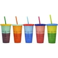 thumbnail image 3 of 5 PCS Reusable Changing Cups Set,Color Changing Tumblers,24oz Plastic Cold Drink Cups In Bright Colors,Iced Coffee Cups with Lids and Straws,Summer Tumblers for Party, 3 of 7