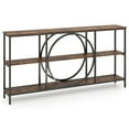 thumbnail image 1 of Gymax 3-Tier Console Table w/ Faux Marble Top Storage Shelves for Hallway Living Room Rustic Brown, 1 of 10