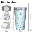 thumbnail image 4 of 16oz Tumblers Light Blue Christmas Snowman Pattern Stainless Steel Vacuum Insulated Double Wall Travel Tumbler Cups Mug with Lid and Straw,Cleaning Brush for Coffee,Tea, 4 of 4