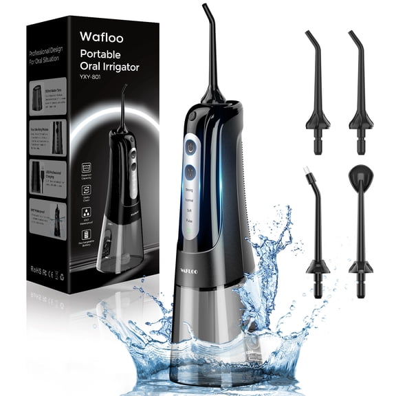 Water Flosser for Teeth Cordless: 4 Jet Tips 4 Modes Oral Irrigator Portable, 300ML Tank USB Rechargeable IPX7 Waterproof Water Flossing for Adults Teeth Cleaning Home and Travel