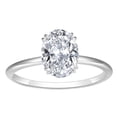 thumbnail image 4 of Cora Jewellery Unique Double Prong Oval Moissanite Engagement Ring For Women, 18K White Gold, 4 of 6