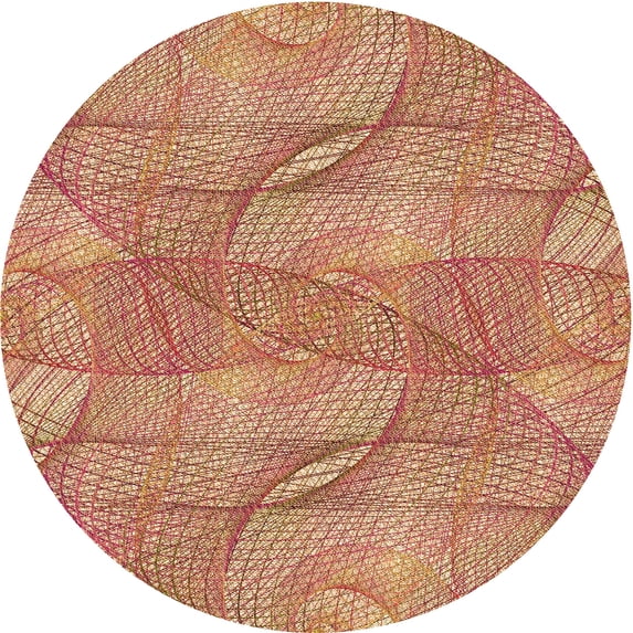 Ahgly Company Indoor Round Patterned Grapefruit Red Area Rugs, 8' Round