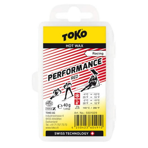 Toko Performance Ski and Snowboard Hot Wax 40g Red - Fluoro Free