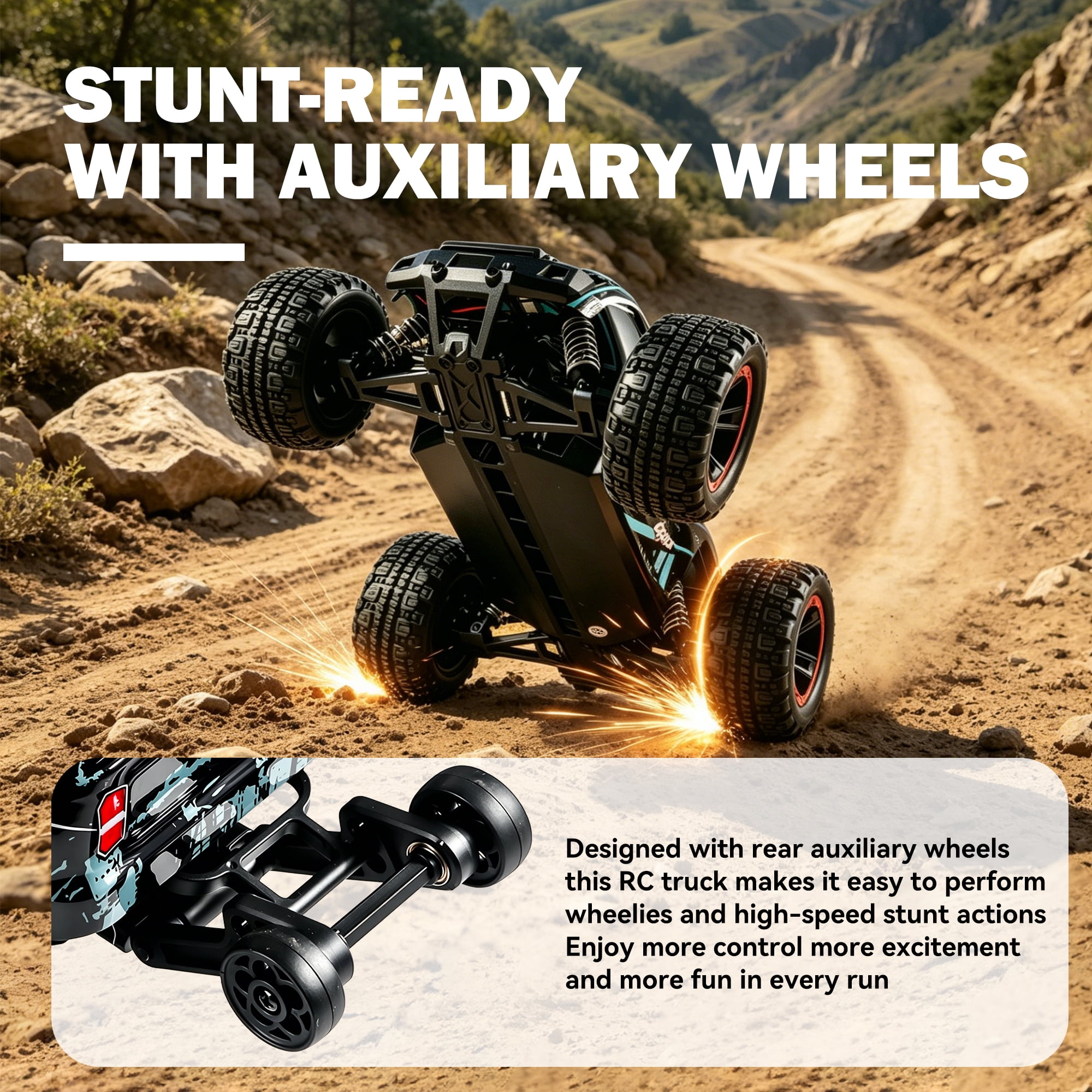 Xuanlur 1:14 Fast Brushless RC Car for Adults, Max 40+ mph Off-Road Truck w/2.4 GHz High Speed Remote Control,4WD, All Terrain Truggy for Snow, Sand & Mud, Blue