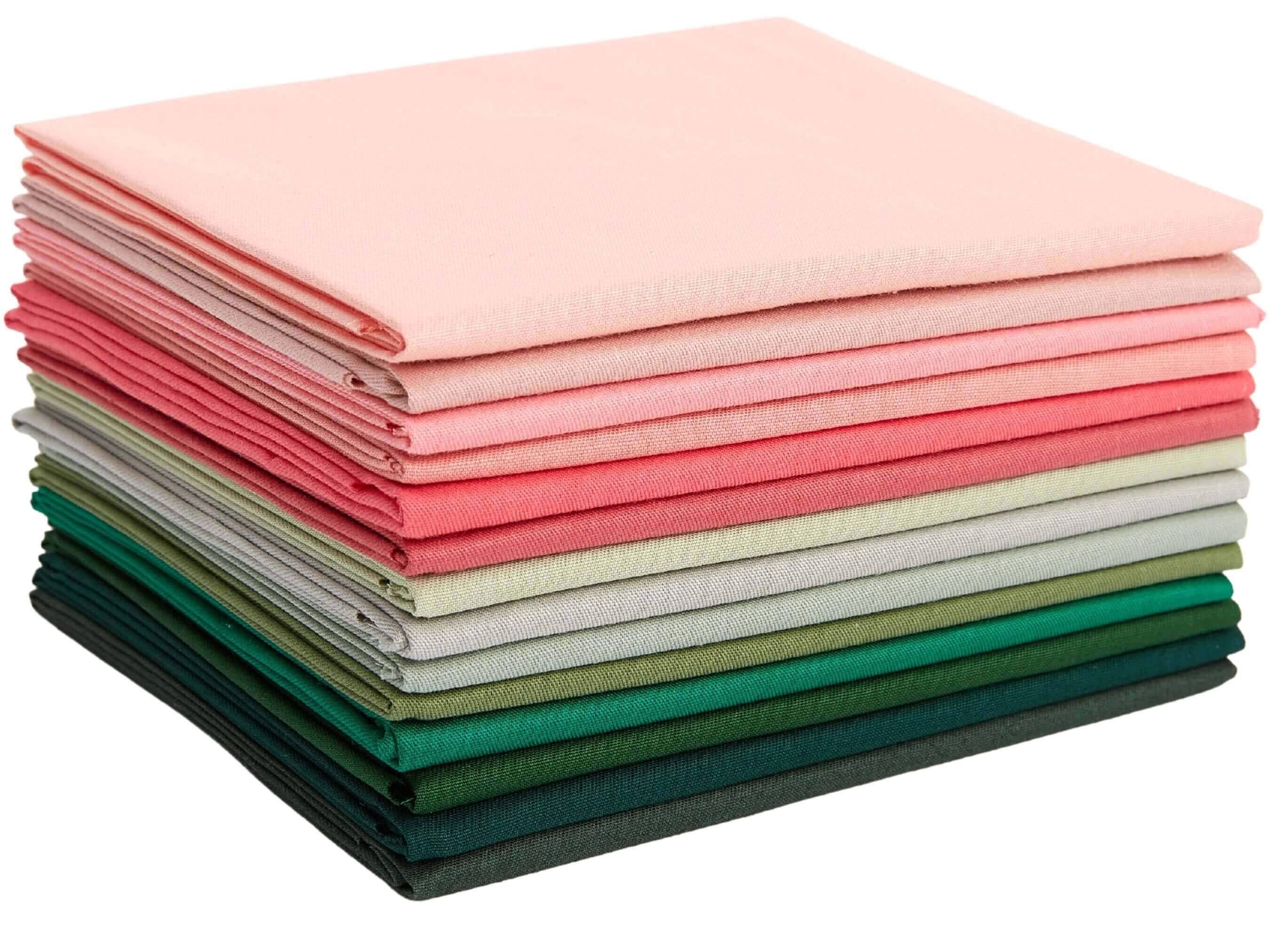 Fat Quarter Bundle -100% Cotton | Pure Solids | Pink  Emerald Greens l Mix Colors | Quilting Soft Fabric | Special Gift